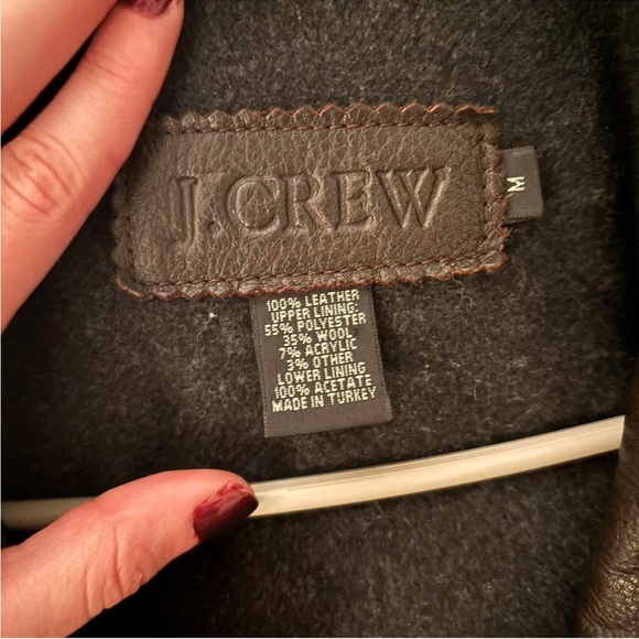 Vintage J. Crew Dark Brown / Black Leather Trench Coat - Picture 3 of 3